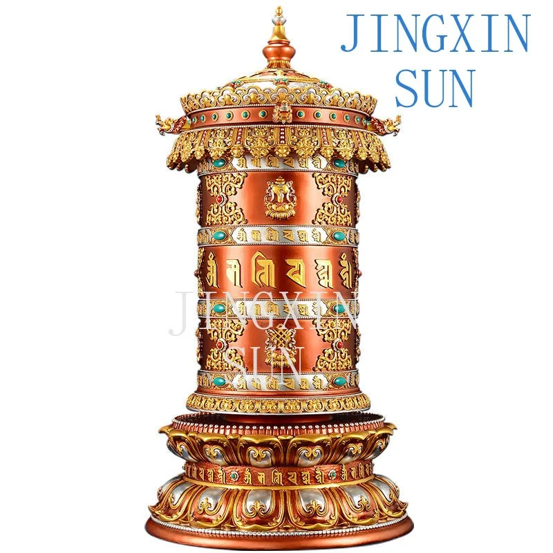 Electric drum Tibetan type household plug-in resin runner Six-character mantra to gold wheel ornament