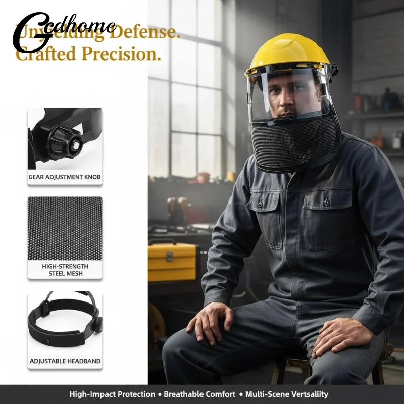 Protective Garden Safety Helmet with Mesh Shield for Grass Trimming and Weed Control