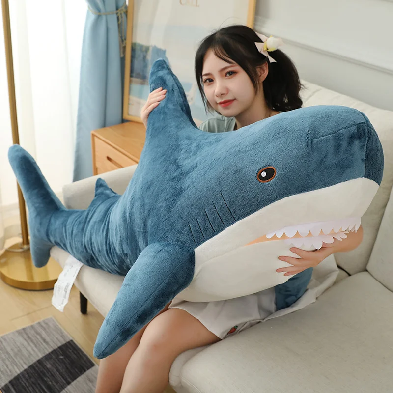 30-120CM Gaint Shark Whale Plüsch Kissen Grau Blau Rosa Shark Gefüllte Puppe Warme Umarmung Kissen Kissen Spielzeug sofa Hause Dekoration – Detail 11