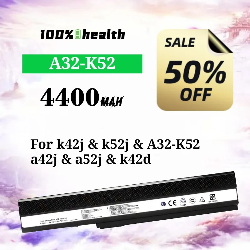 

A32-K52 4400mAh Laptop Battery for ASUS 42j/k52j/A32-K52/a42j/a52j/k42d Lithium Rechargeable Battery