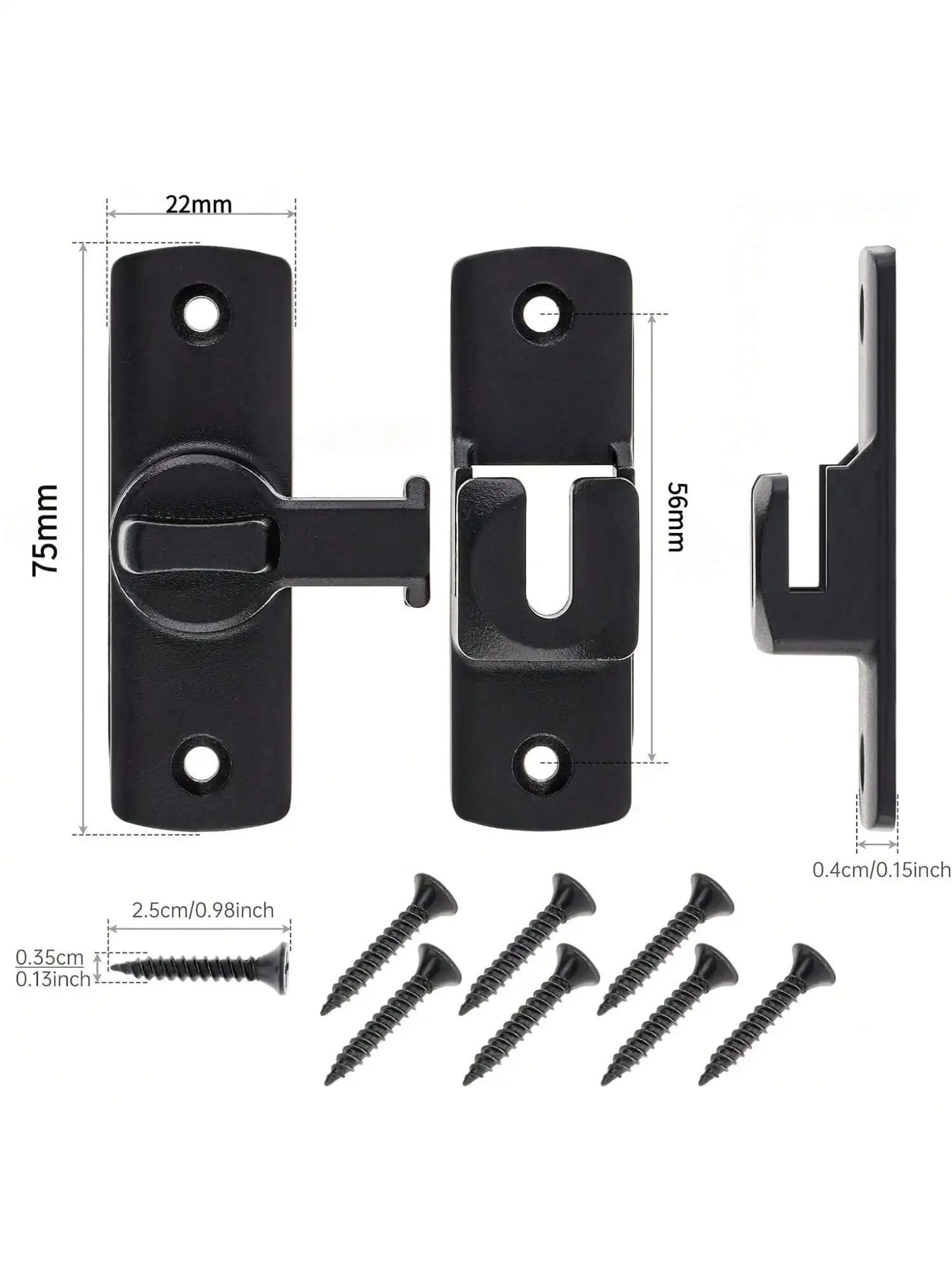 2pcs Punch-free Hasp Latch Door Lock Black Cabinet Locks Kids Safety Lock Barn Door Sliding Door Anti-pried Hook Lock Hardware