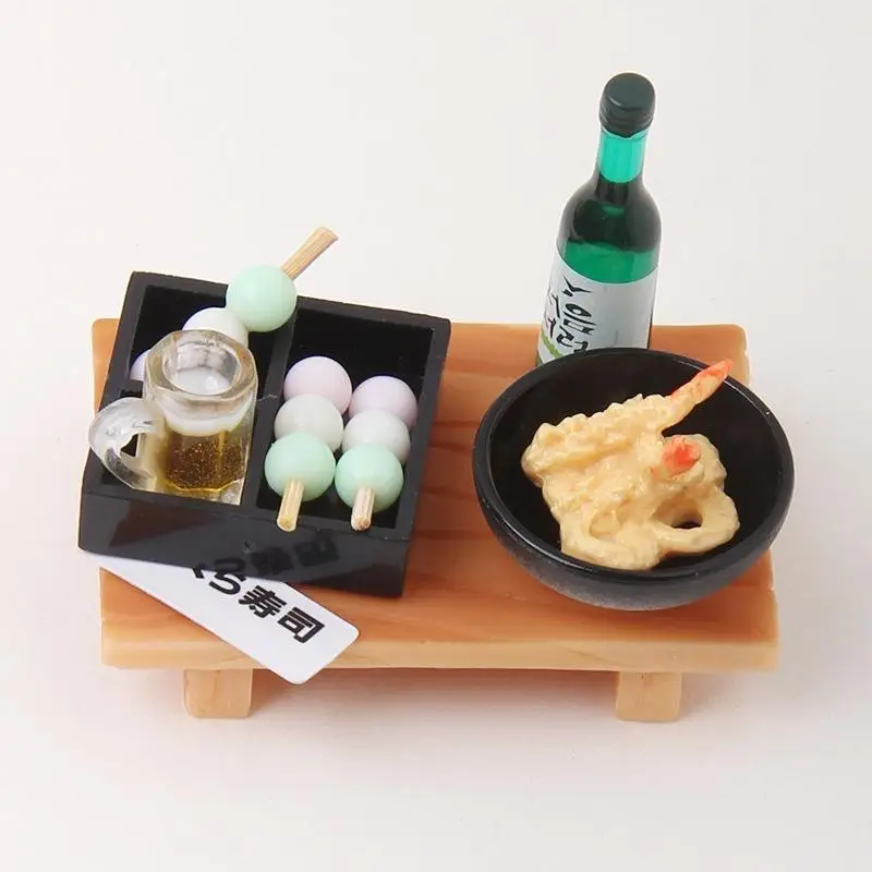 Dollhouse Miniature Simulation Food Realistic Japanese Sushi Tempura Bento Set for Doll Kitchen Scene DIY Craft