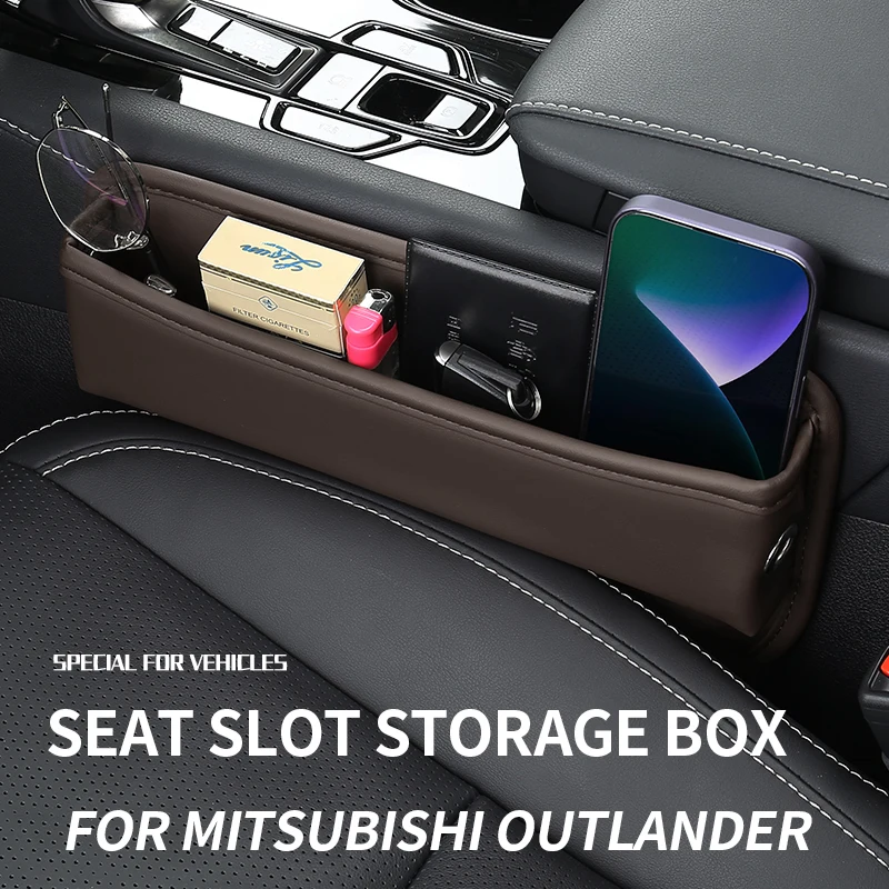 

Leather PU Car Seat Slot Storage Box For Mitsubishi Outlander Lance Pajero Seat Gap Pocket Organizer Inter Decoration Accessorie