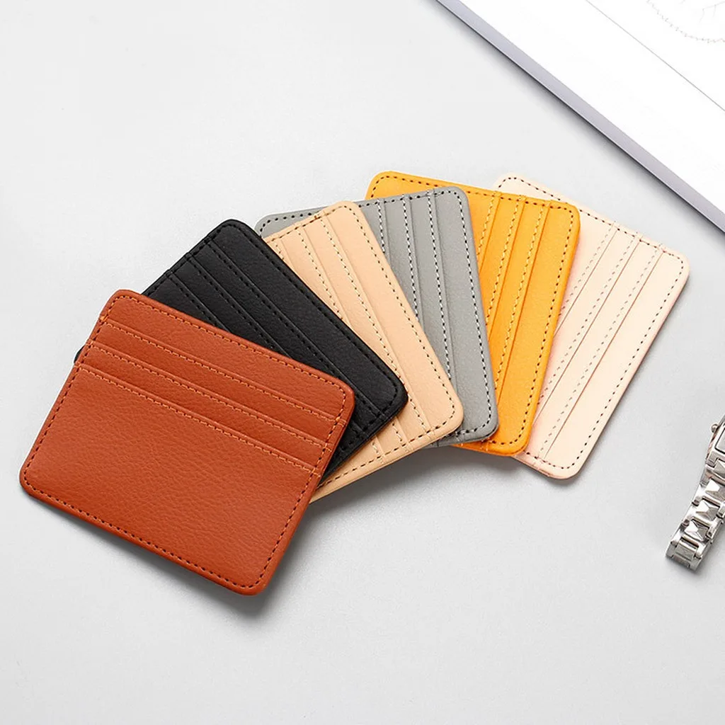 Portable Card Case Slim Solid Color Card Holder 4 Slot Card Holder Compact For Daily Commuting Daily Outings Daily Carry