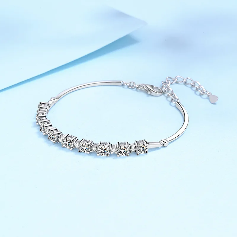 Party Shiny Single Row Full Diamond Bracelet For Women 2.7ct Moissanite PT950 Platinum | Brilliant fire, eye-catching at parties