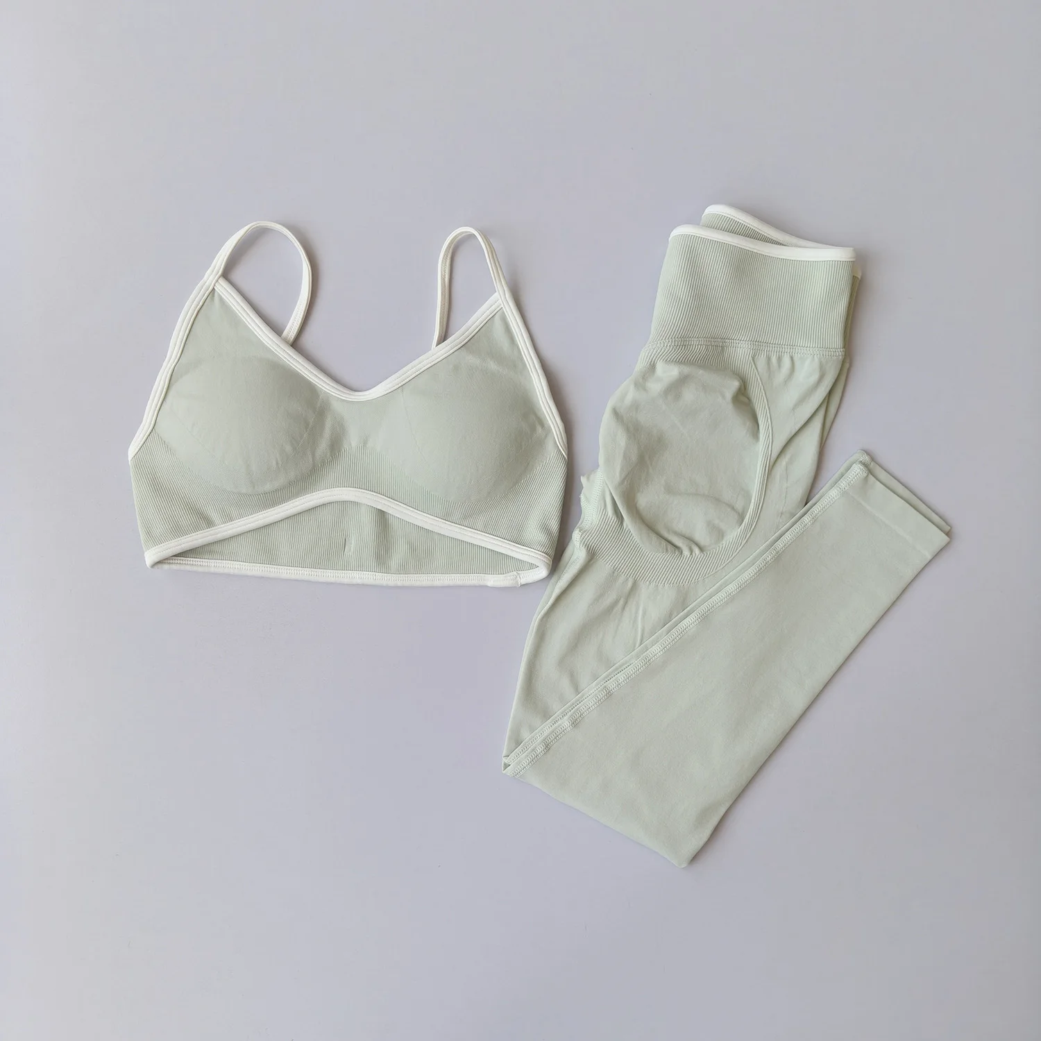 Nahtloses Fitness-Set für Damen, Trainingsanzug, Yoga-Sets, Sportbekleidung, Workout-Leggings mit mittlerer Taille, Sport-BH, Fitnesskleidung, Fitnessanzug – Detail 28