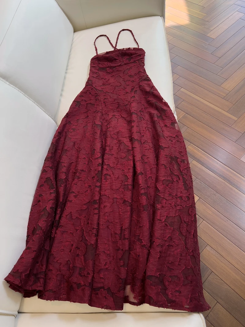 

Красное платье с открытыми плечами, вечернее платье с бретельками, праздничная длинная юбка с высокой талией, трапециевидной формы, модная свадьба Par Perfo...