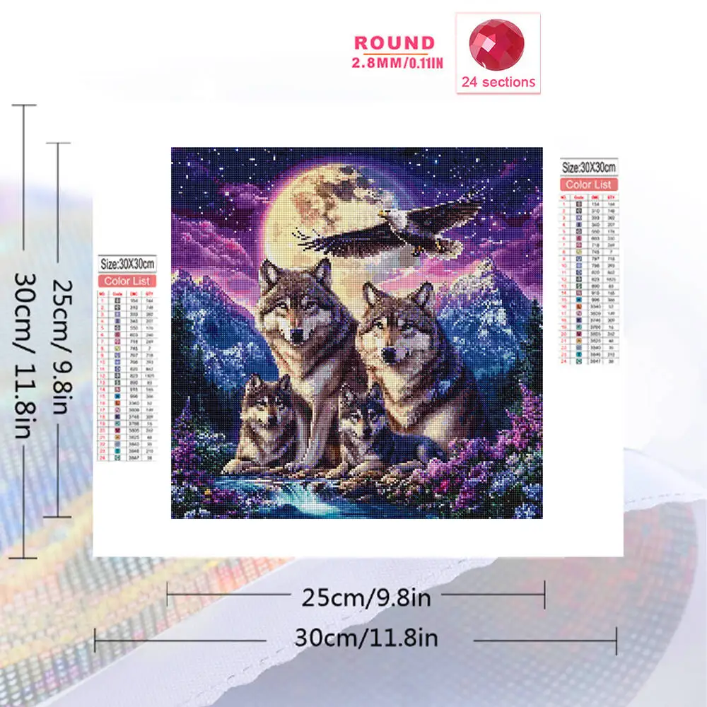 Evershine DIY Diamond Mosaic Wolf Animal Painting Dog Suitable For Beginners Moon Embroidery Eagle New Arrival Child Gift
