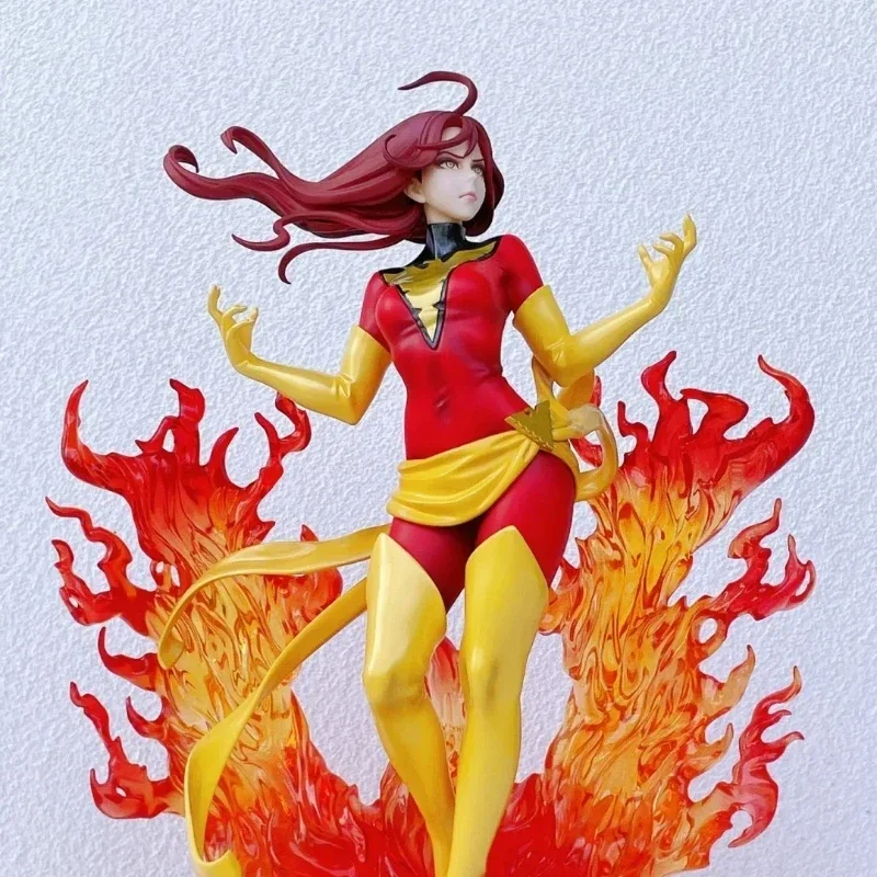 Marvel Anime X-Men Dark Phoenix Beautiful Girl Model Scene Box-Packed Immovable Statue Hobby Collectible Toy Decor Children Gift