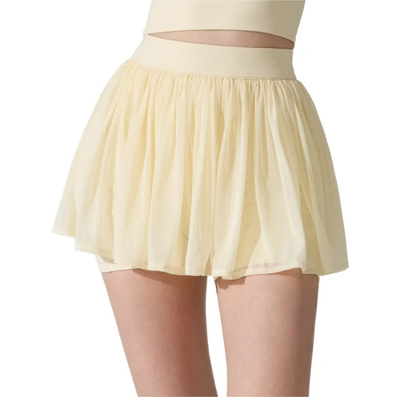 New Mesh Pleated Skirt Running Fitness Anti-light with Pockets Badminton Tennis Sports Yoga Skirt Solid Color