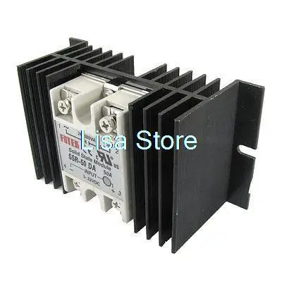 DC to AC Solid State Relay SSR-50DA 50A 3-32V 24-380V + Aluminum Heat Sink