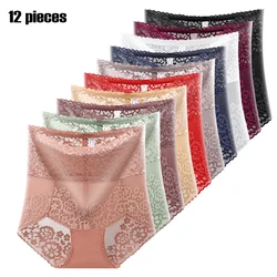 10Pcs Ladies Sexy Panties High-waist Seamless Lace Underwear Light  Hip Lift Briefs Transparent  Women Cotton Knickers Lingerie