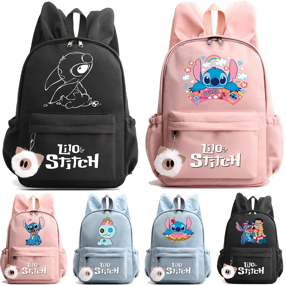 Bolsas escolares fofas Disney para crianças, mochila casual para meninos e meninas, estudante e adolescente, mochila infantil, brinquedo de aniversário, Lilo e Stitch