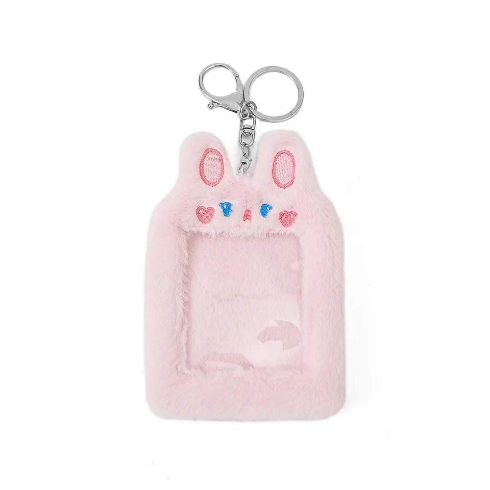 Kawaii Bear Tiger Plush Kpop Photocards Card Holder With Chain Protector Idol Photo Sleeves Credit ID Bank Card Stationery view 6