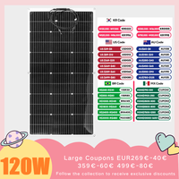 PowMr 120W Solar Panel Flexible Solar Panel 12V Solar Battery Kit Complete System Home Camping Portable Solar Charger Power Bank