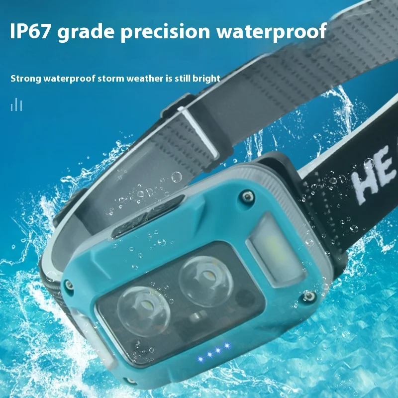 USB C Rechargeable Headlights Motion Sensor Digital Power Display Headlamp Portable Head Lamp Fishing Forehead Flashlight Porta