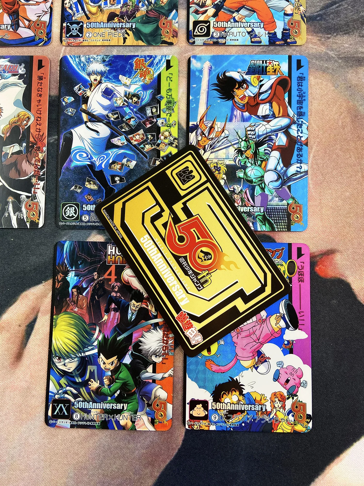9 pçs/set Weekly Shonen Jump 50th Anniversary Dragon Ball Z Uma Peça No.1 Passatempo Colecionáveis Cartões de Jogo Anime Coleção
