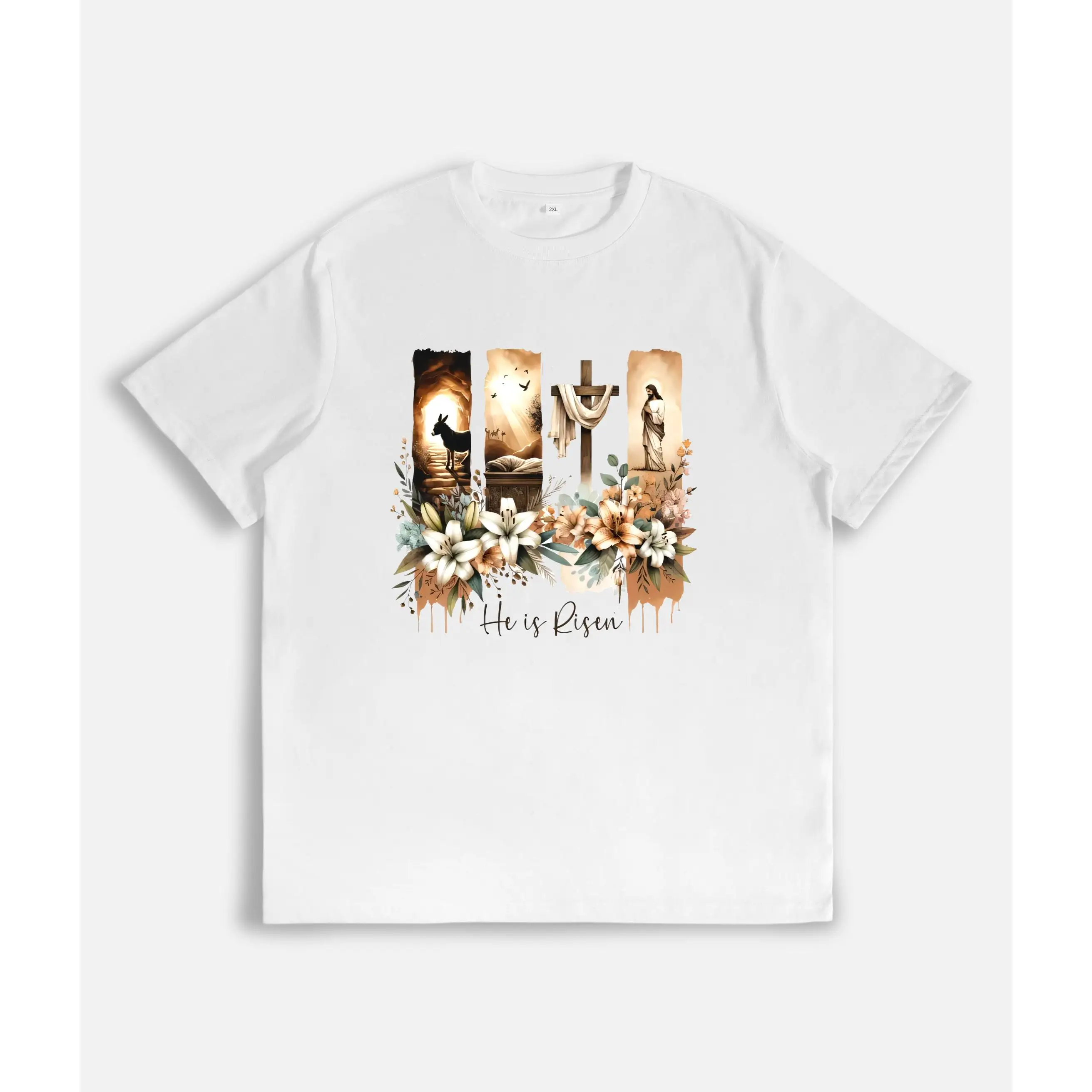 

Christian T-Shirt, He Is Risen Print, Religious Faith Apparel, Inspirational Gift for Believers, Easter Slogan Top