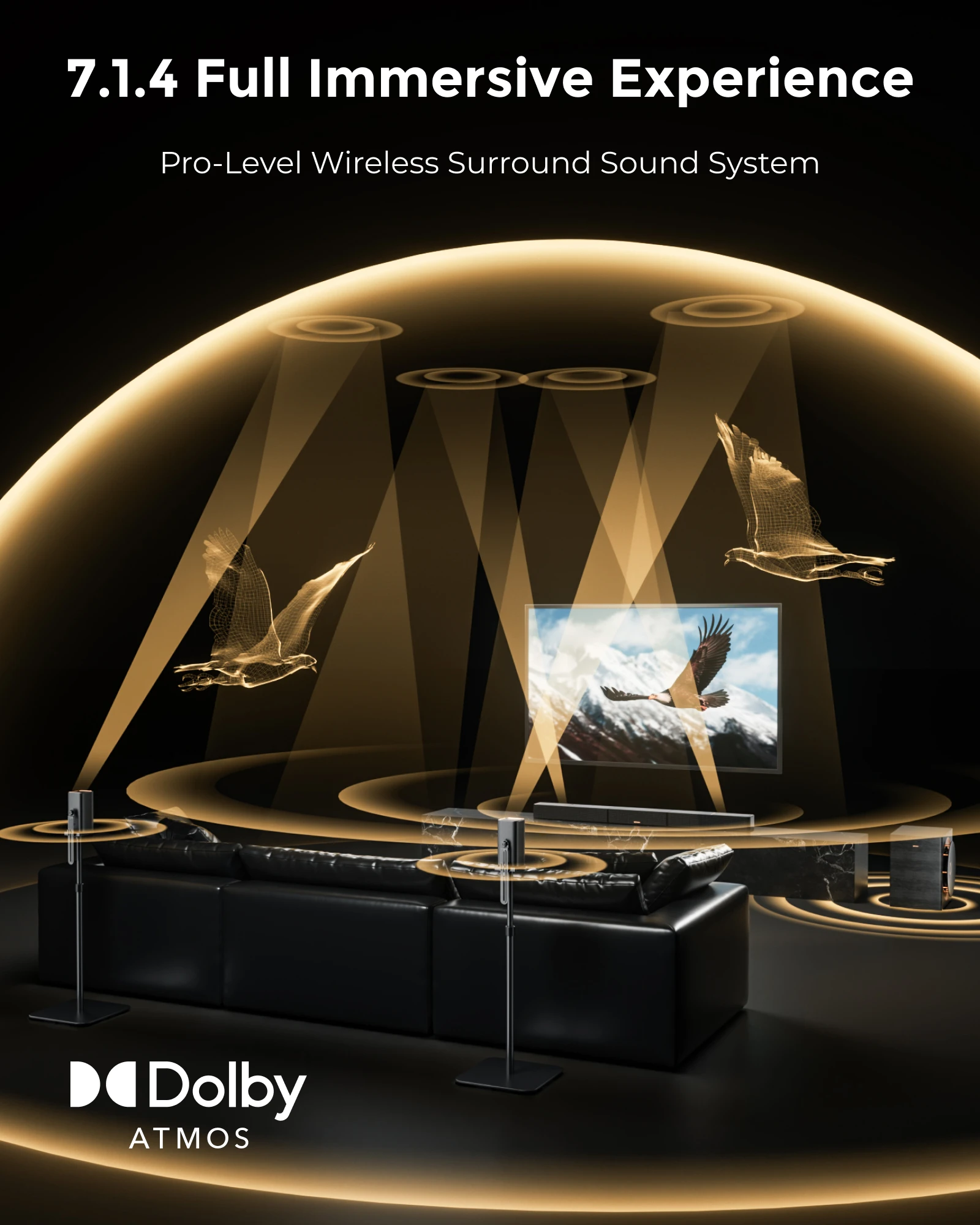 ULTIMEA 7.1.4 Surround SoundSystem Soundbar voor tv met Dolby Atmos & APP-bediening, thuisbioscoop Bluetooth-luidspreker met 10" subwoofer