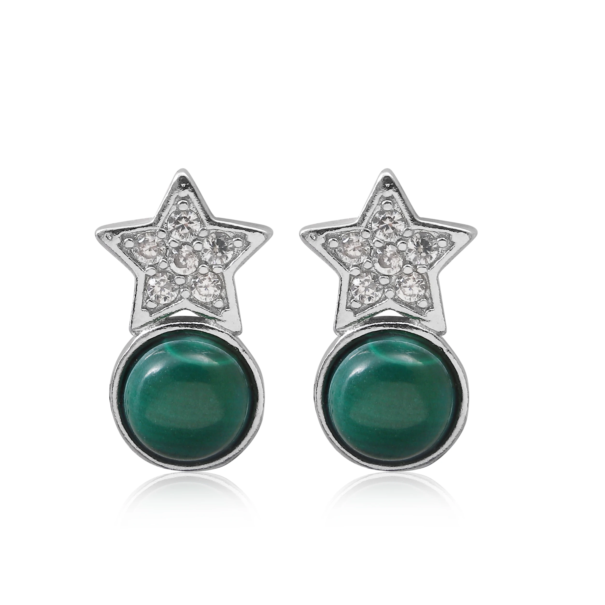 

Natural Gemstone Star Round Ladies Earrings Stainless Steel Woman Earrings Wedding Queue Mom Jewelry Gifts Daily Matching