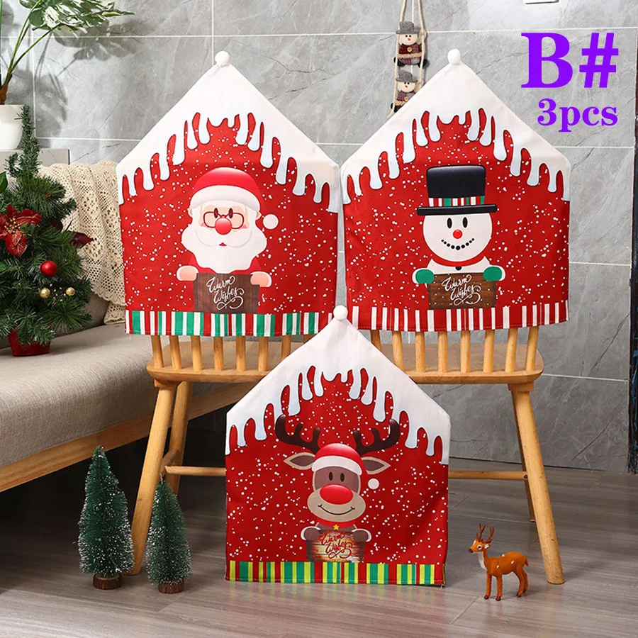 

3pcs Christmas decorations, Christmas chair covers, non-woven chair covers, Christmas table decorations, Christmas hats, sof