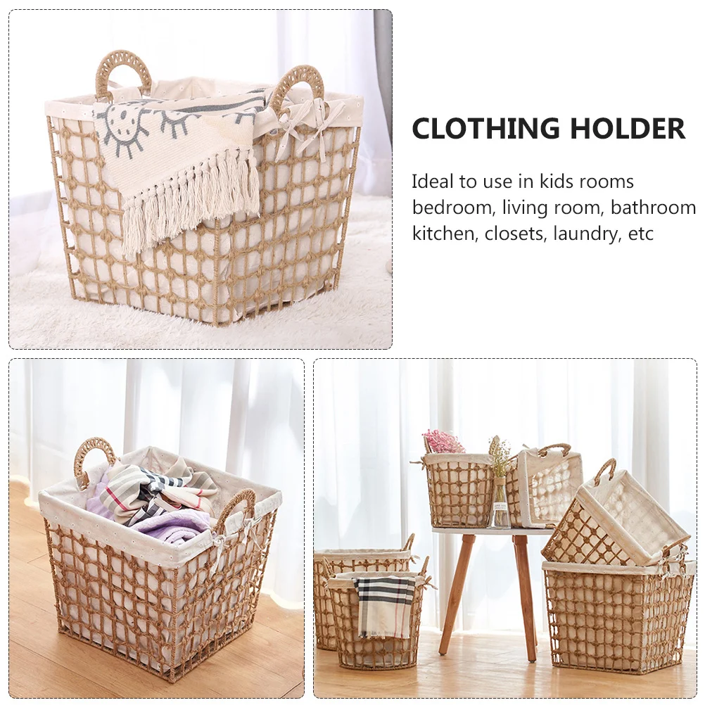 Woven Laundry Basket Portable Dirty Clothes Storage Durable Multi-Purpose Household Collapsible Baskets Organizer