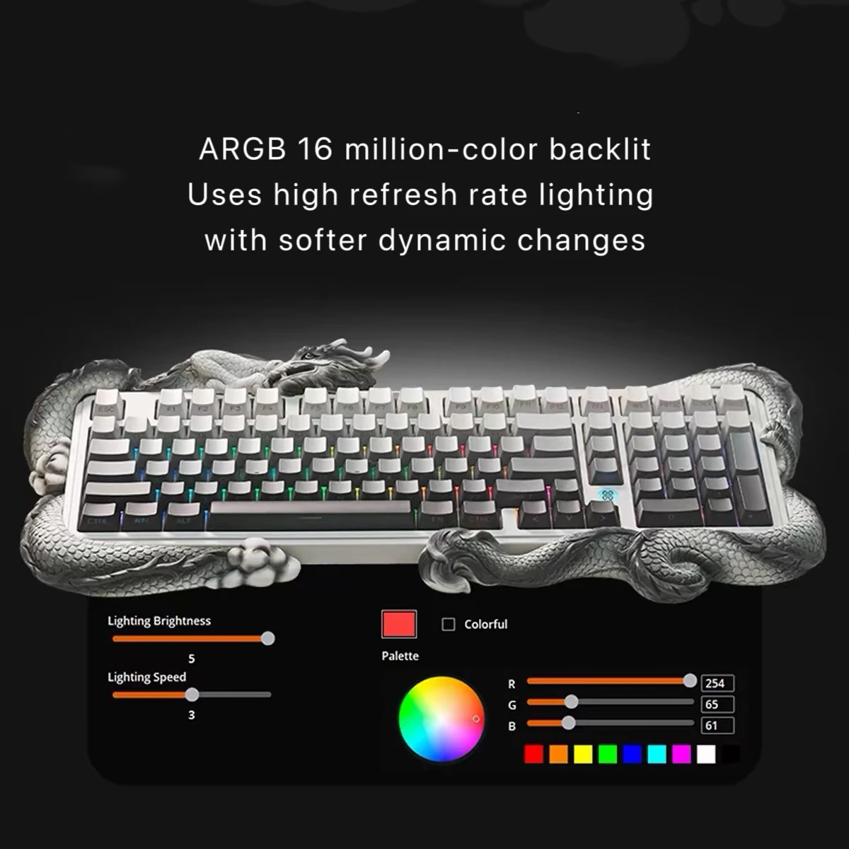 Mijin Lingrui Xuanmo Longyin Chinese-style Mechanical Keyboard, Three-Mode Gaming and Office Use
