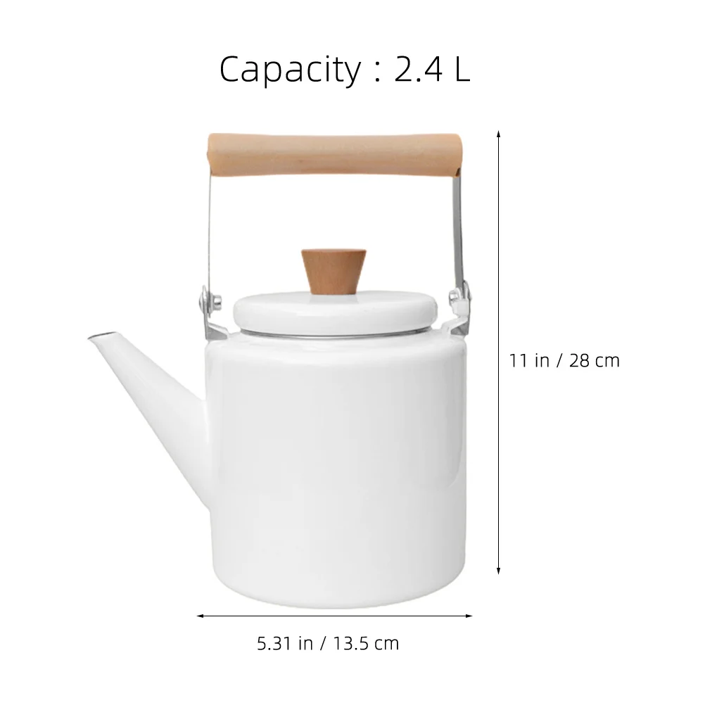 

2.4L Enamel Kettle Stovetop Water Pot For Gas Induction Cooker Kitchen Tea Pot Retro Coffee Kettle Hot Tea Serving Teapot