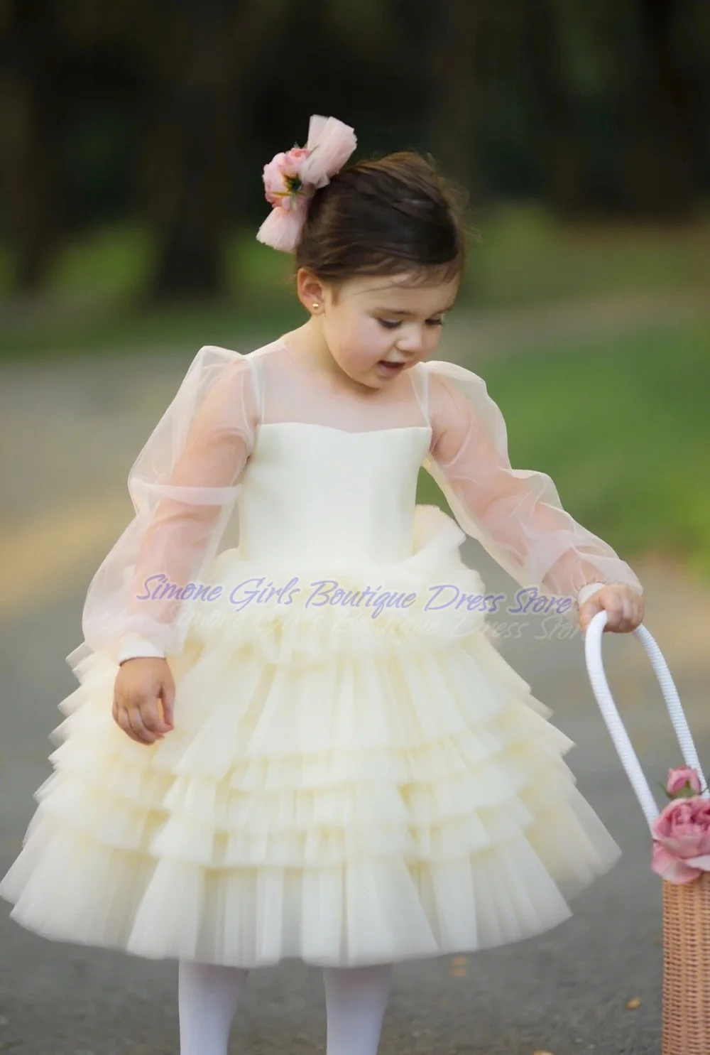 Vestido suave y elegante con estampado de flores en 3D para niñas, vestido elegante con lazo de temperamento para celebraciones, fiestas, sesiones fotográficas, vacaciones