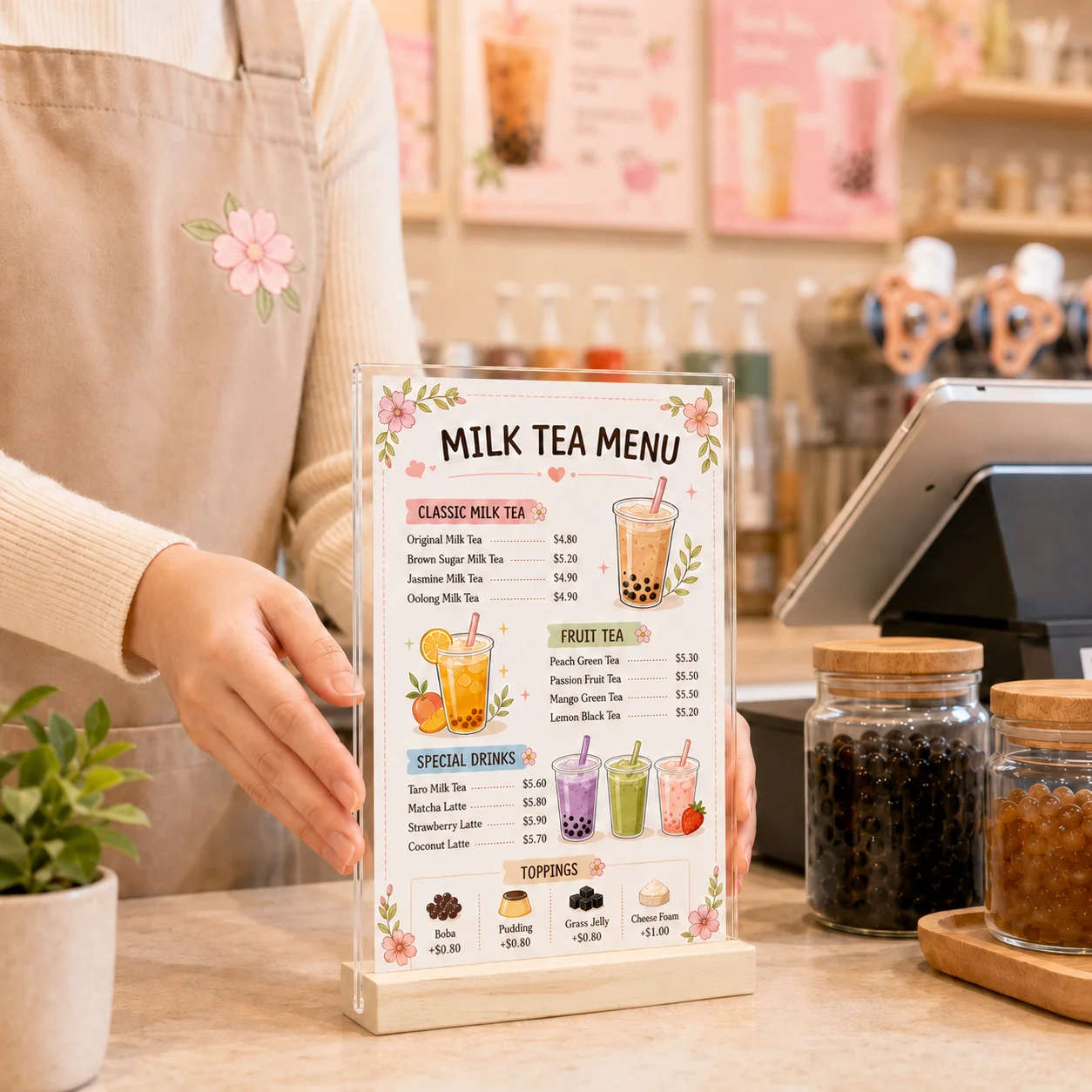 1pc/2pcs, Picture Custom Menu, Available In Horizontal Or Vertical Menu Stand, Perfect For Bars, Restaurants, Or Weddings.