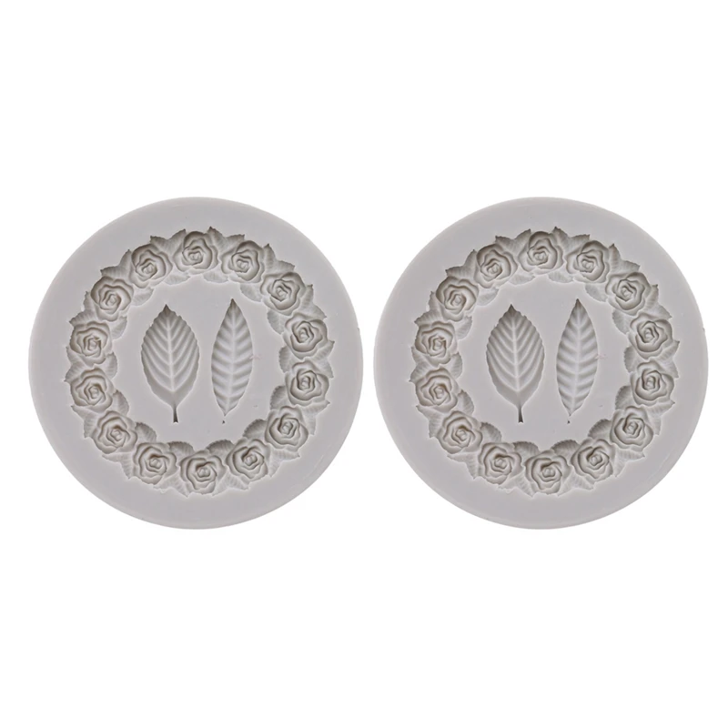 2Pcs Rosette Leaves Silicone Mold Cake Diy Chocolate Mold Picture Frame Frame Sugar Baking Mold Molding Silicone