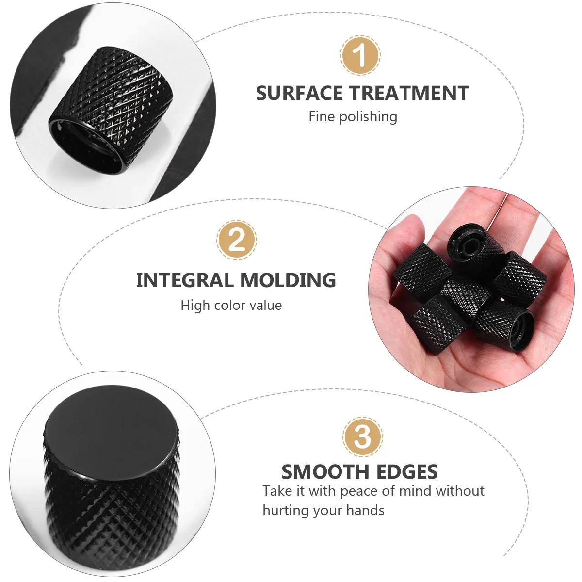 

6PCS 6MM Electric Guitar Metal Knob Durable Bass Metal Flat Tone Knob Electric Guitar Accessory (Black)
