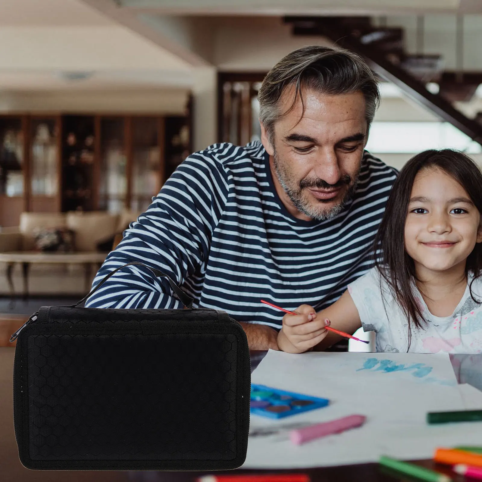 

Colorful Pencil Bag Multi-Layer Large Capacity Zipper Organizer Portable Colored Pencil Case Sketch Art Pouch Maker Organizer