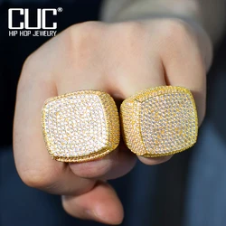 CUC Big Men HipHop Ring Iced Out Zircon Copper Charm Gold Silver Color Fashion Rock Jewelry For Gift