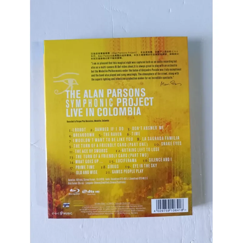Blu-ray Disc Aaron Parsons Symphony Orchestra Live In Colombia Concert Performance