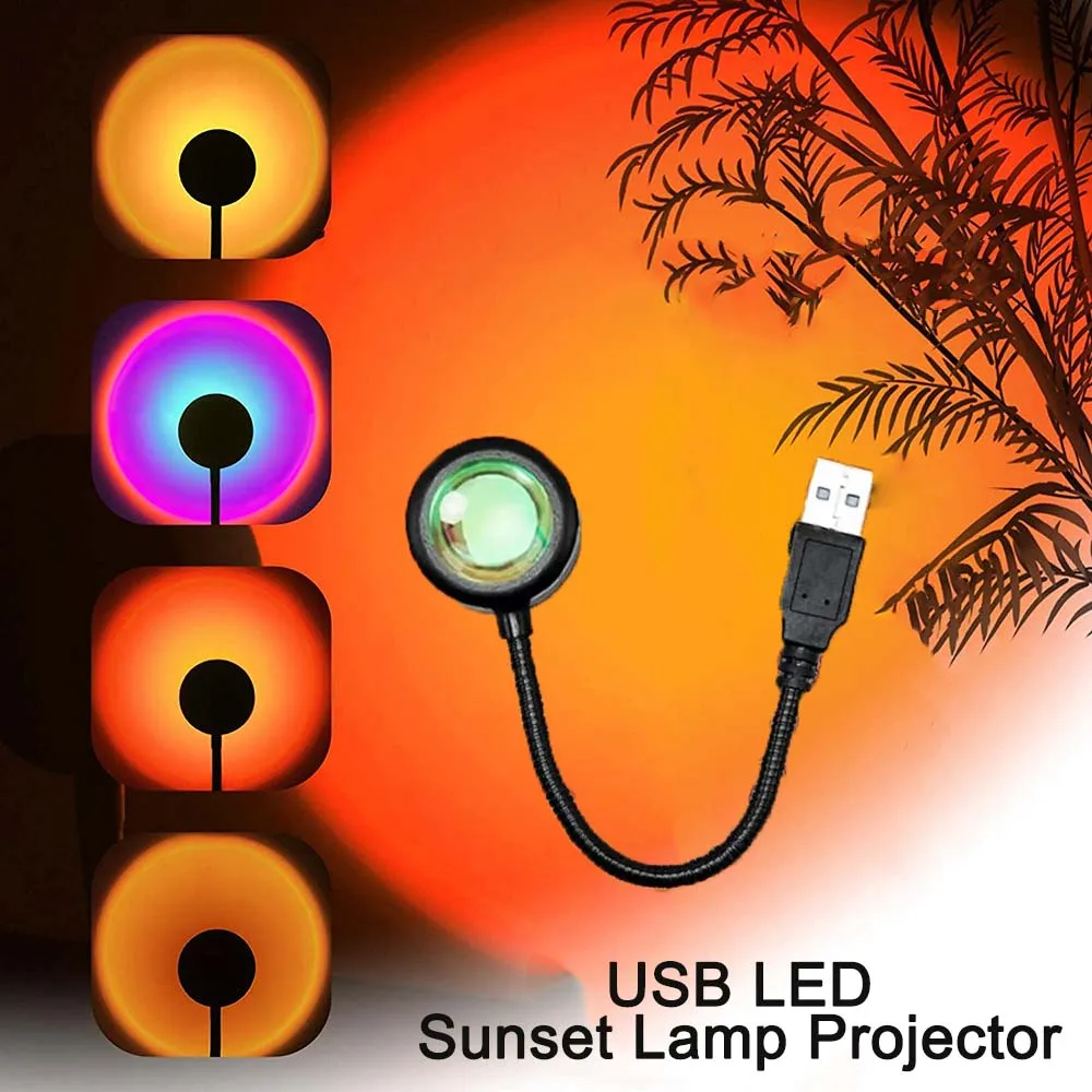 

USB LED Sunset Lamp Atmosphere Night Light Projector Photography Wall Neon Lights for Festival Party Bedroom Living Room Decor