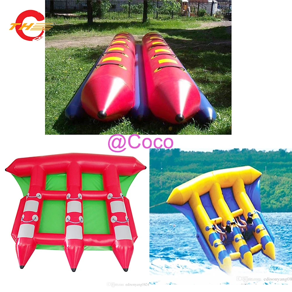 triple rows(6 seaters)two rows(12 seaters) inflatable flying banana boat,inflatable flying fish ocean park games