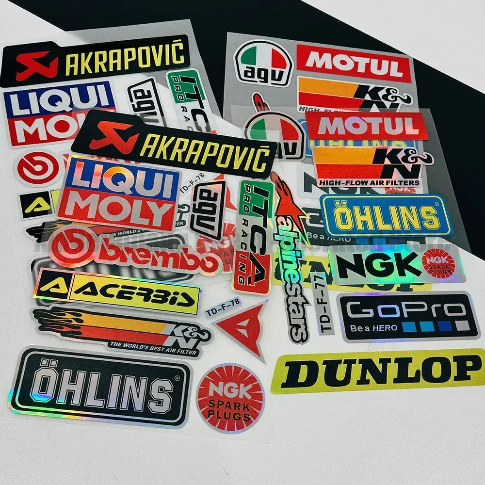 Colorful Laser Motorcycle Decorative Stickers Racing Sponsor Waterproof Reflective Decals Scooter Dirt Bike Helmet Modification