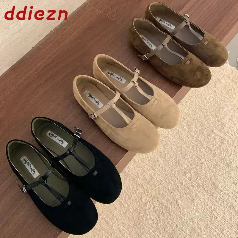 

Модные женские туфли Мэри Джейн с Т-образным ремешком, на плоской подошве, с круглым носком, новые летние, весенние, осенние, повседневные женские туфли без каблука