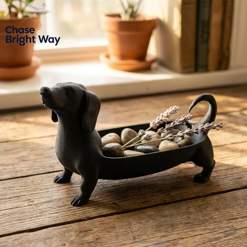Creative 3D Dachshund Sausage Dog Jewelry Storage Tray Decorative Organizer for Key Phone Watch Glasses Coffee Table
