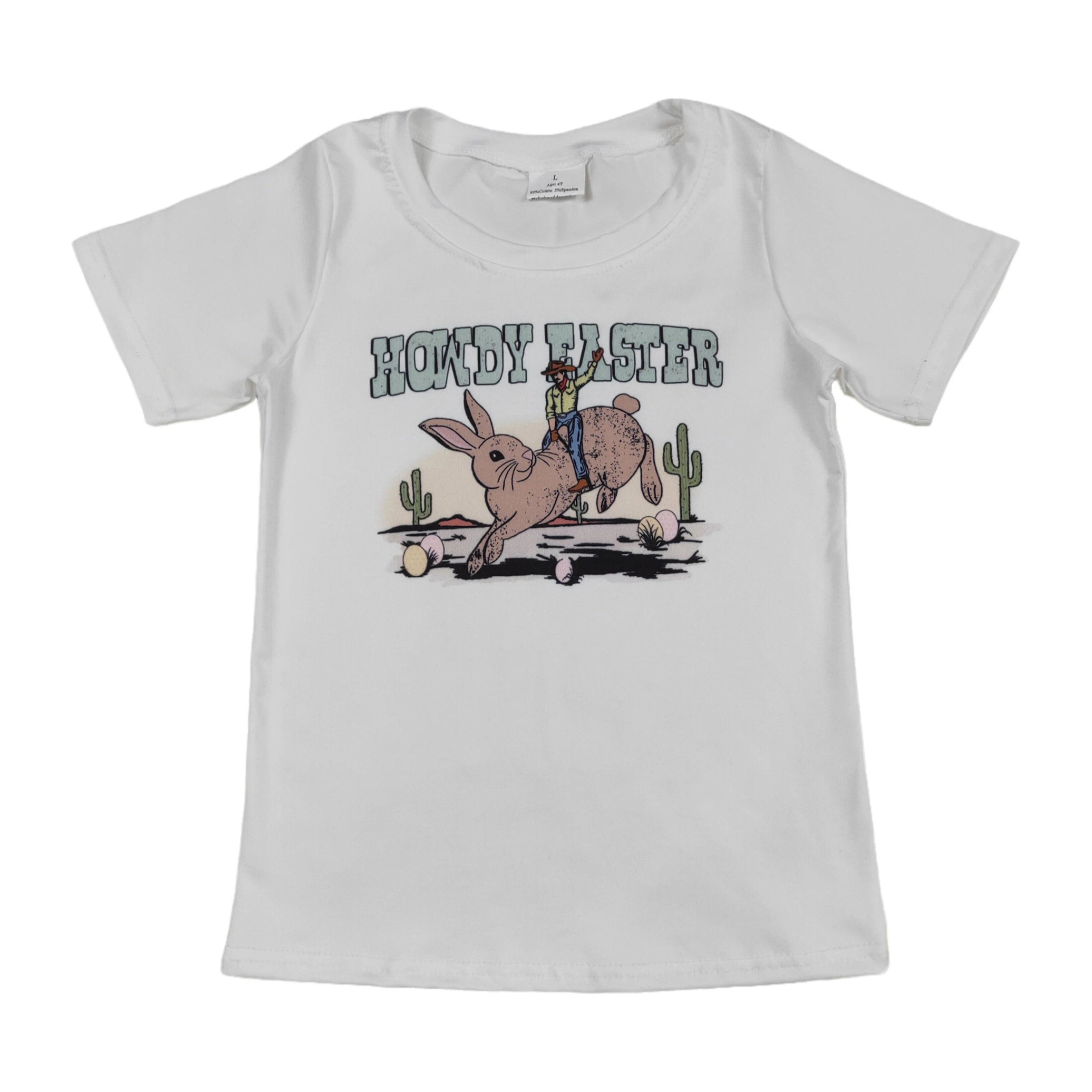 

Wholesale Baby Boy Howdy Easter Rabbit Cactus Tee Shirts Tops Summer Children Kids Short Sleeves Cotton Shirt Toddler Clothing