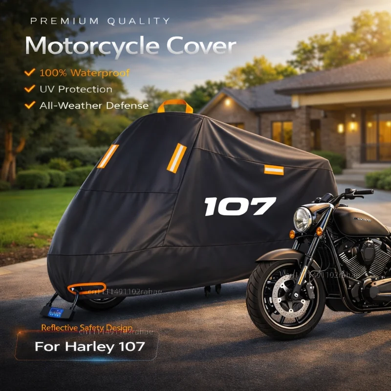 

For Harley Road 107 Outdoor Motorcycle Cover Waterproof Heavy Duty Polyester Tarpaulin UV Protective Rain Dust Sun Scooter Cover
