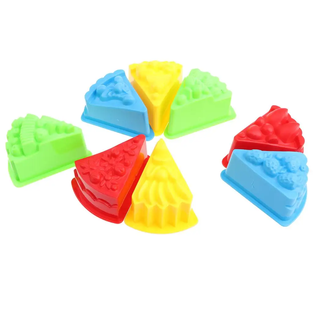 Jouet de plage de sable en plastique pour enfants, gâteau coloré, Chamonix, moules à sable, cadeau pour enfants, 8 pièces