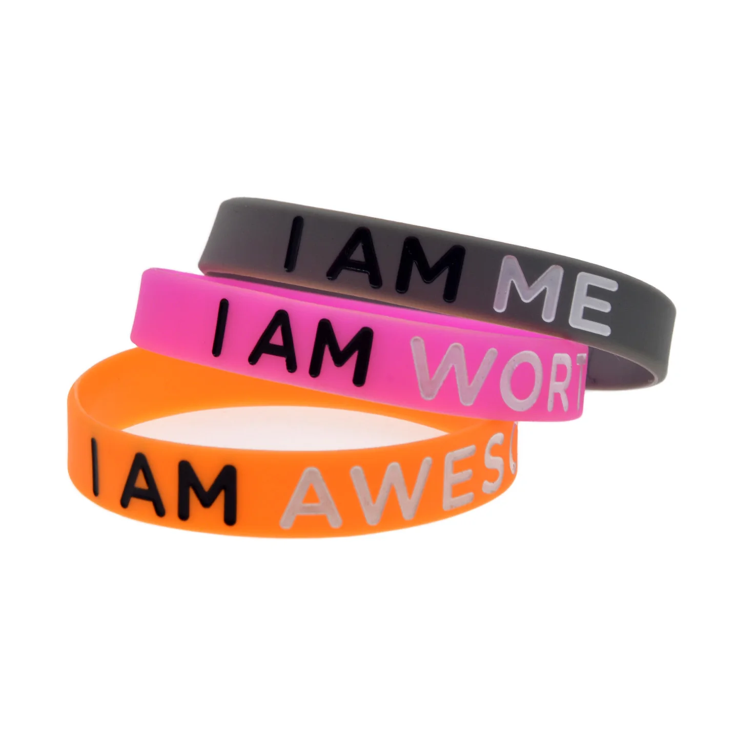 50 Stück „ICH BIN WERTVOLL“ Silikon-Armband, Selbstakzeptanz-Motivationsarmband, 5 Farben, Unisex – Detail 3