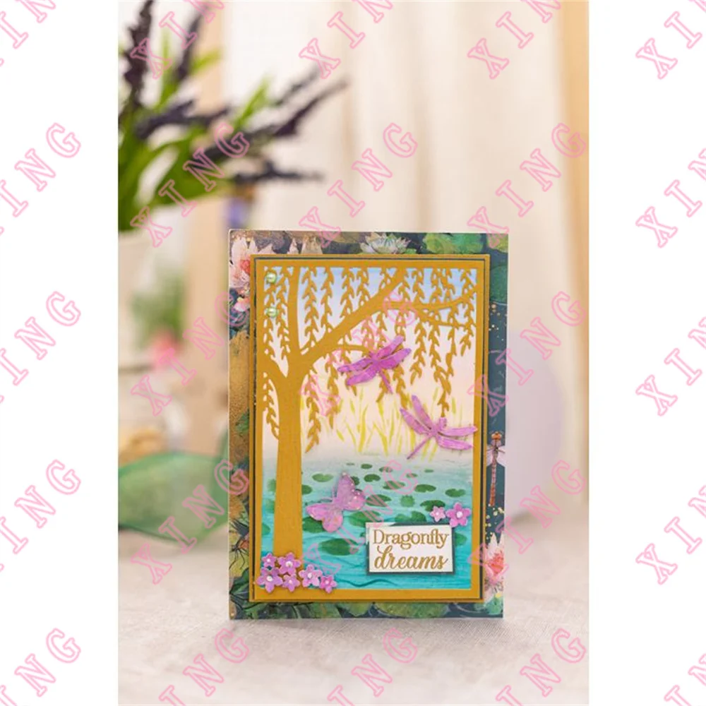 2022 Newest Weeping Willow Metal Cutting Dies Scrapbook Diary Decorate Embossing Template Diy Greeting Card Handmade Craft Molds