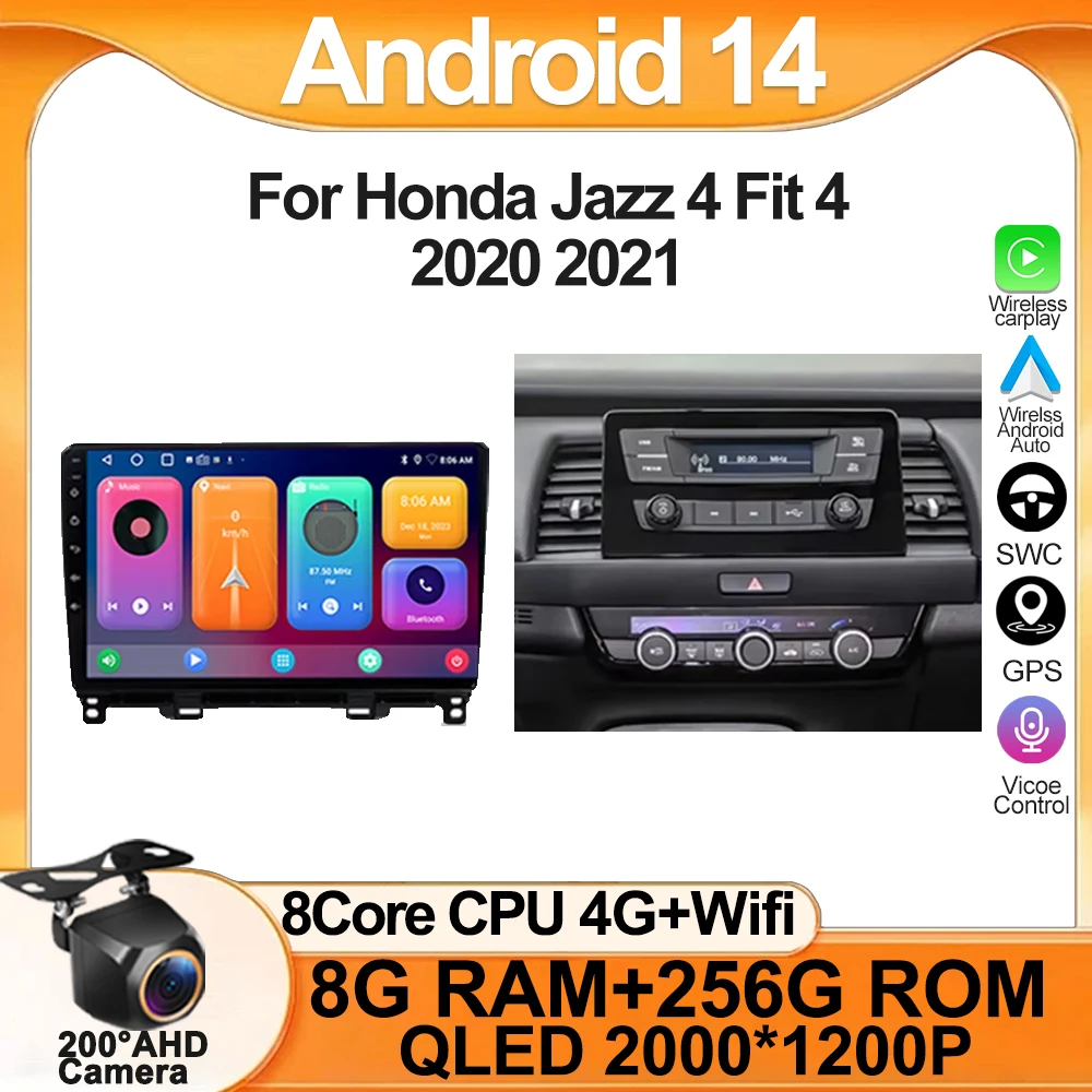 

For Honda Jazz 4 Fit 4 2020 2021 Android 14 Carplay Car Radio Multimedia Video Player Navigation Stereo GPS No 2Din 2Din DVD 5G