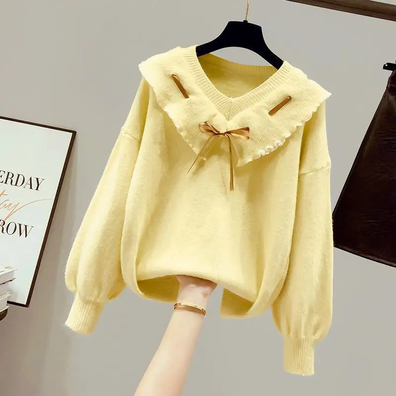 

Women's Clothing 2023 Spring Autumn New Arrival Fashionable Elegant Knitwear Loose Outer Sweater Cocoon Pullover Slouchy Top