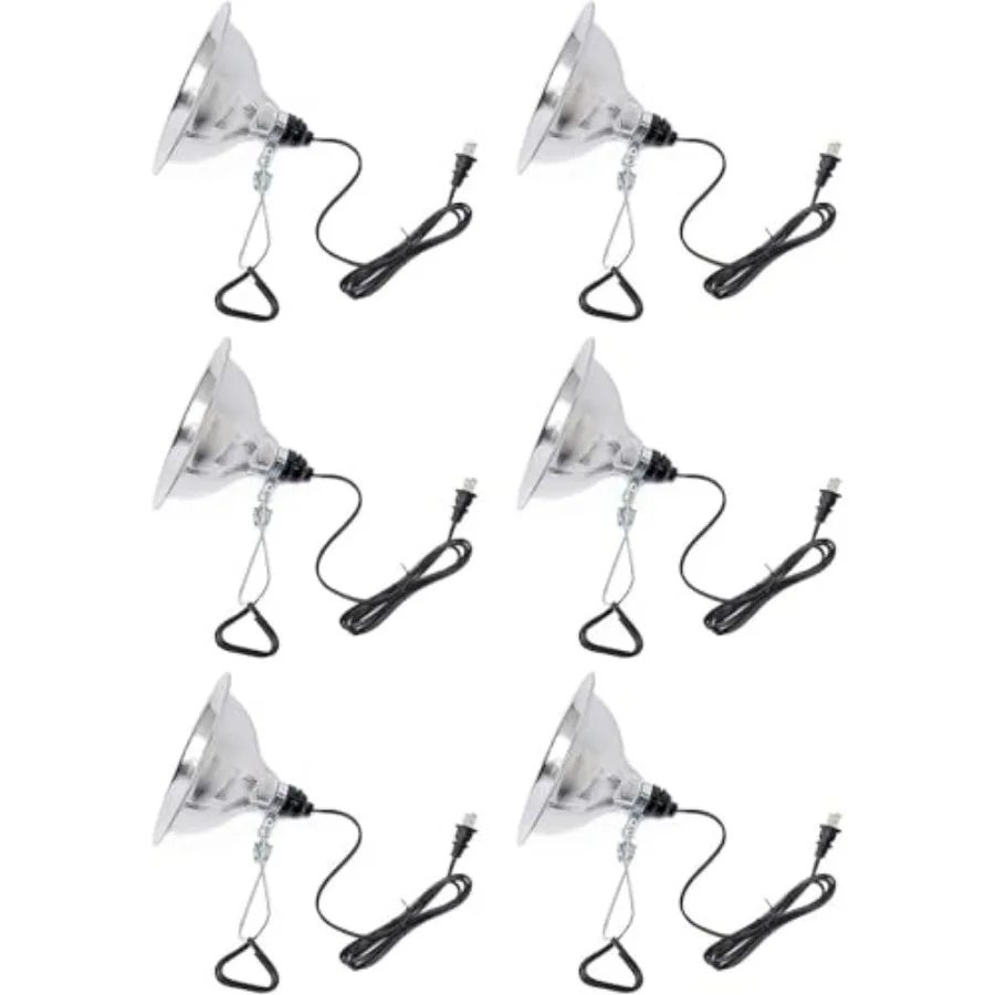Clamp Lamp Light Socket with Aluminum Reflector, Suit for Max Watt Lamp No Bulb cluded with 18/2-Gauge 6 Feet Cord