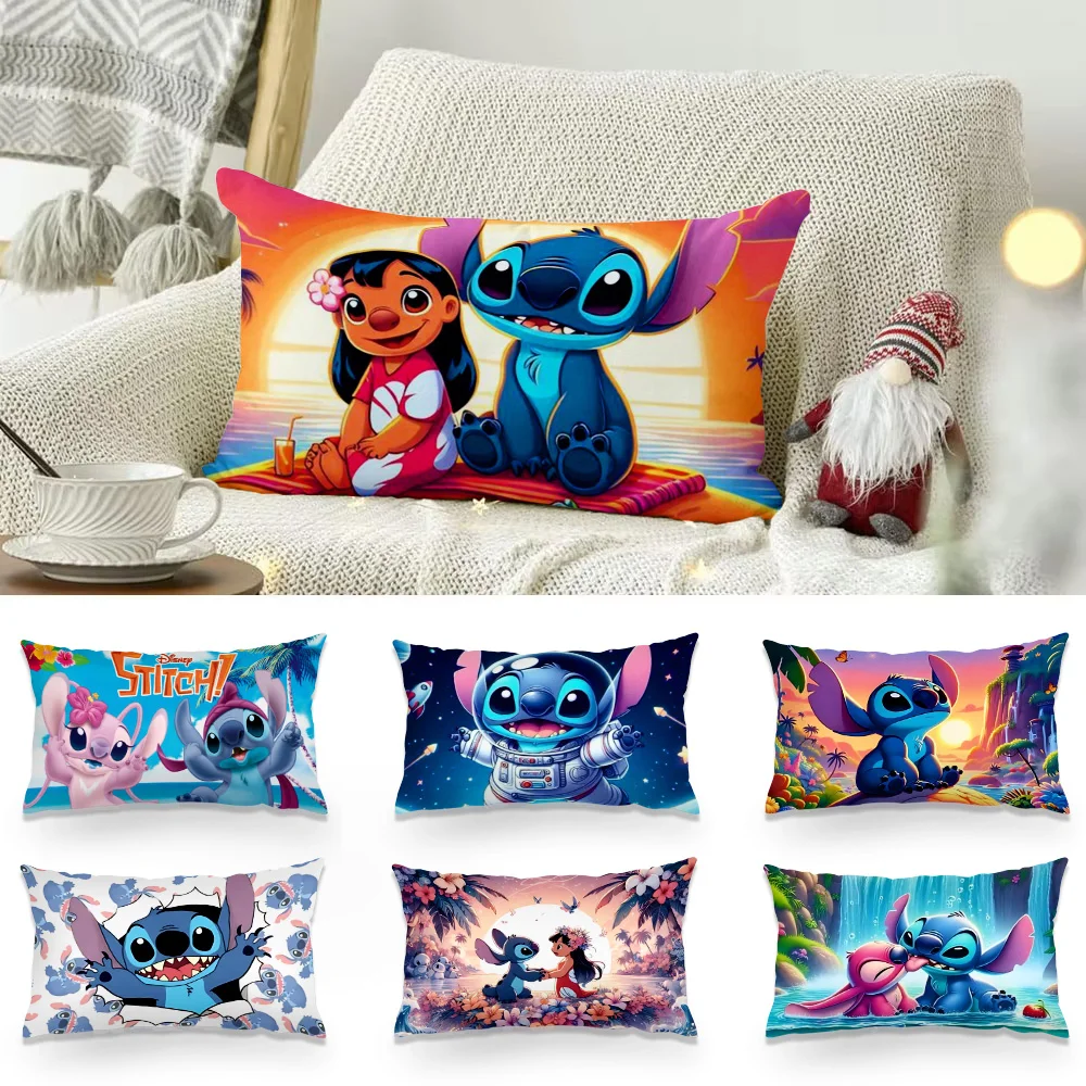 

Pillow Covers Cartoon Disney Cute Cartoon Stitch Sofa Decorative Home Double-sided Printing Short Plush Cute Cushion Cover