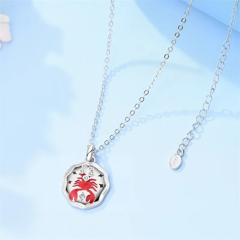 2026 Popular 925 Sterling Silver Fun Lobster Necklace For Women Sparkling CZ Zircon Fine Birthday Graduation Pretty Jewelry Gift